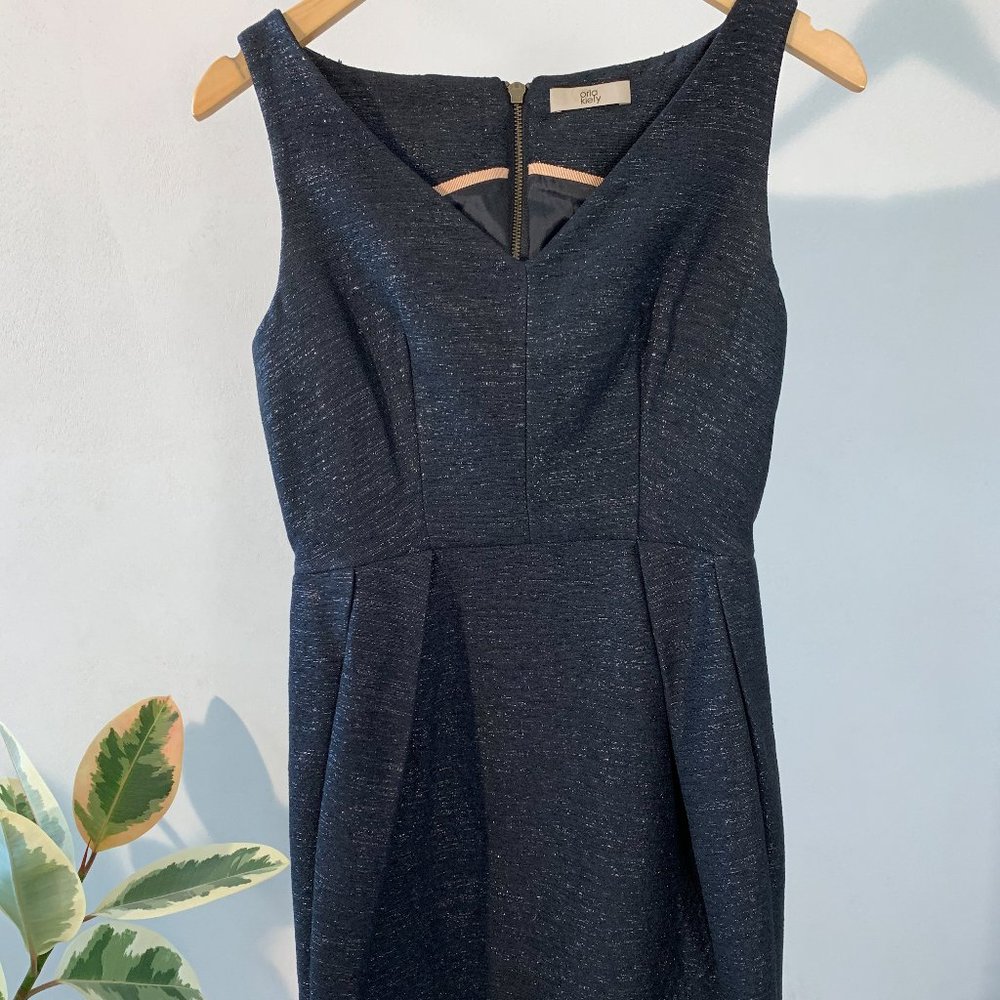 Orla Kiely black sheath dress with metallic thread